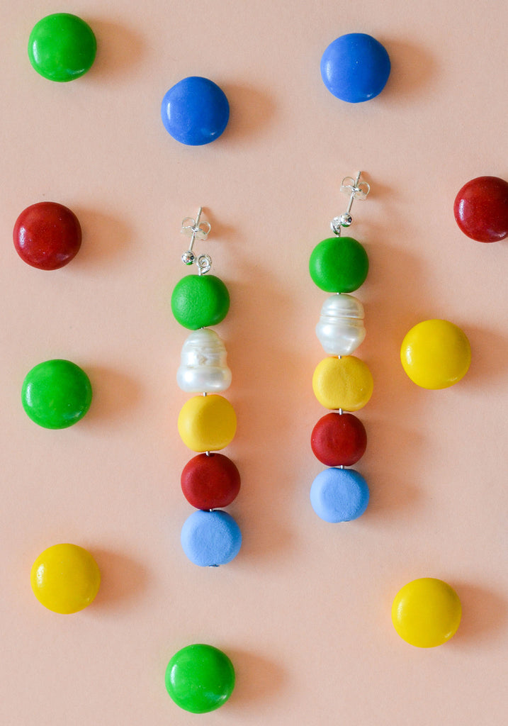 Primary Plus Beaded Pearl Drop Earrings