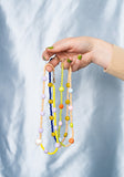 Splits - Glass and Clay Necklace in Cobalt, Mustard and Champagne