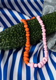 Splits Beaded Necklace - Caramel and Rose Pink