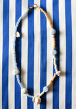 Splits Glass and Clay Necklace in Ice Blue, Bone and Champagne