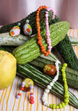 Splits Beaded Necklace in Wasabi Green and Bone
