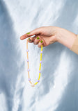 Splits - Glass and Clay Necklace in Champagne, Lilac and Dandelion